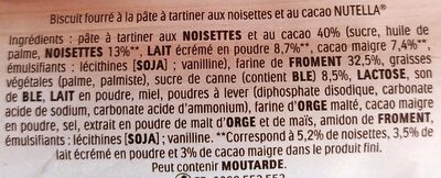 Ferrero- Nutella Biscuits Resealable Bag, 304g (10.7oz) - Ingredients - fr