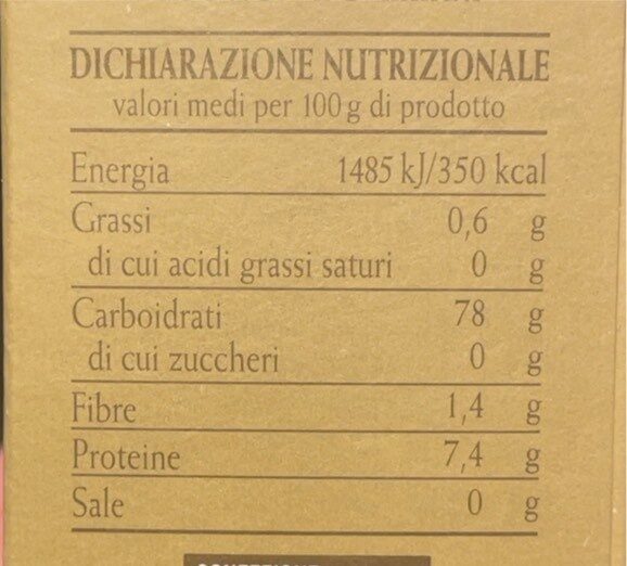 Riso S. Andrea - Tableau nutritionnel