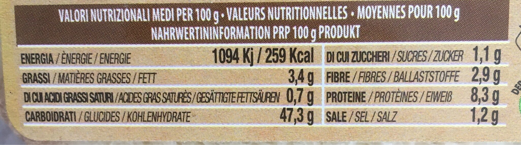 Brushetta - Nutrition facts - fr