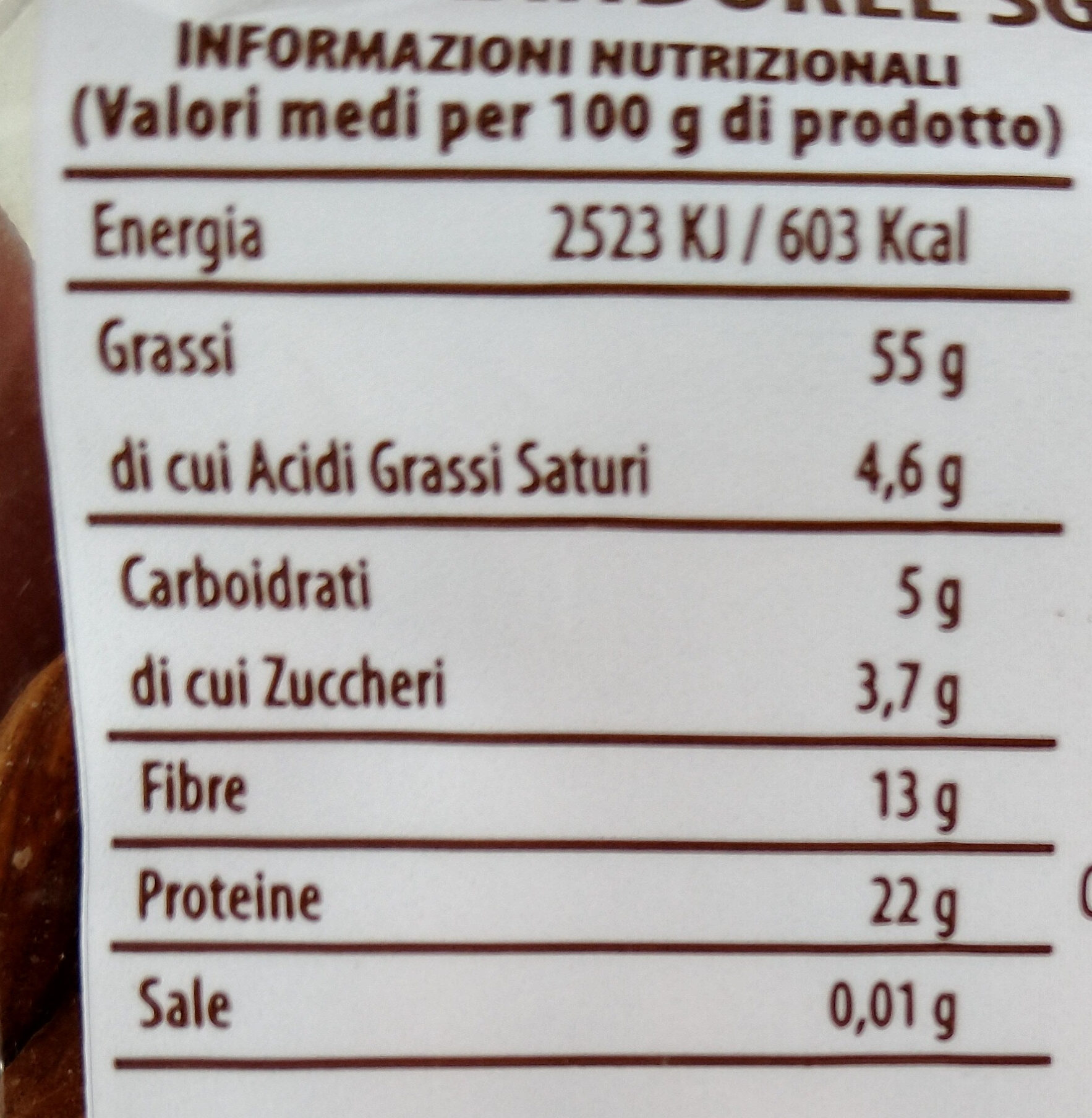 Mandorle Sgusciate - Nutrition facts - it