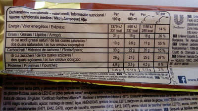 MAGNUM 120ml Almond CL1d X20x228 EB - Tableau nutritionnel