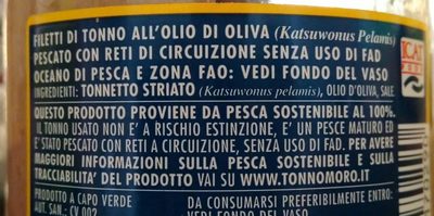 Moro Filetti Tonno All'olio d'oliva - Ingredienti