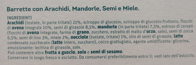 Barrette - arachidi mandorle semi miele - Ingredients - it