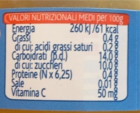 Albicocca mela omogeneizzato - Nutrition facts - it