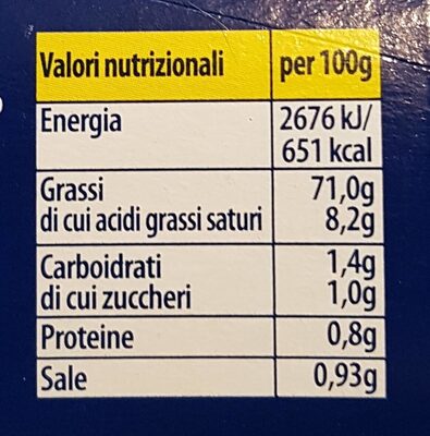 Mayonnaise Kraft - Valori nutrizionali