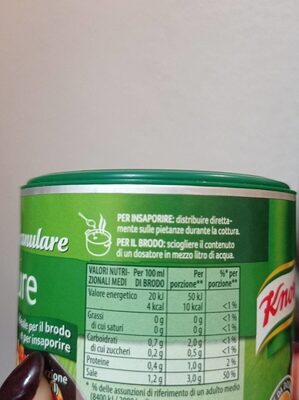 Brodo granulare verdure - Nutrition facts - it