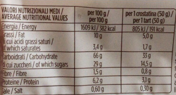 Crostatina albicocca grano duro - Nutrition facts - it