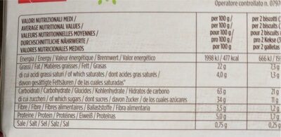 Biscotti Riso Cacao - Valori nutrizionali
