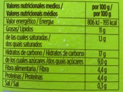 Hummus con almendras y vainilla - Nutrition facts - es