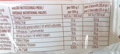 Biscotti albicocca grano saraceno - Valori nutrizionali