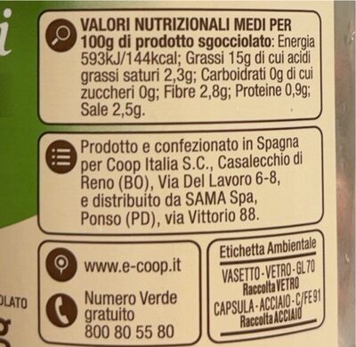 Olive verdi snocciolate - Informació nutricional - it