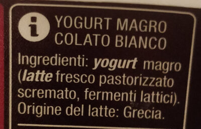 Yogurt greco bianco magro - Ingrediënten - it