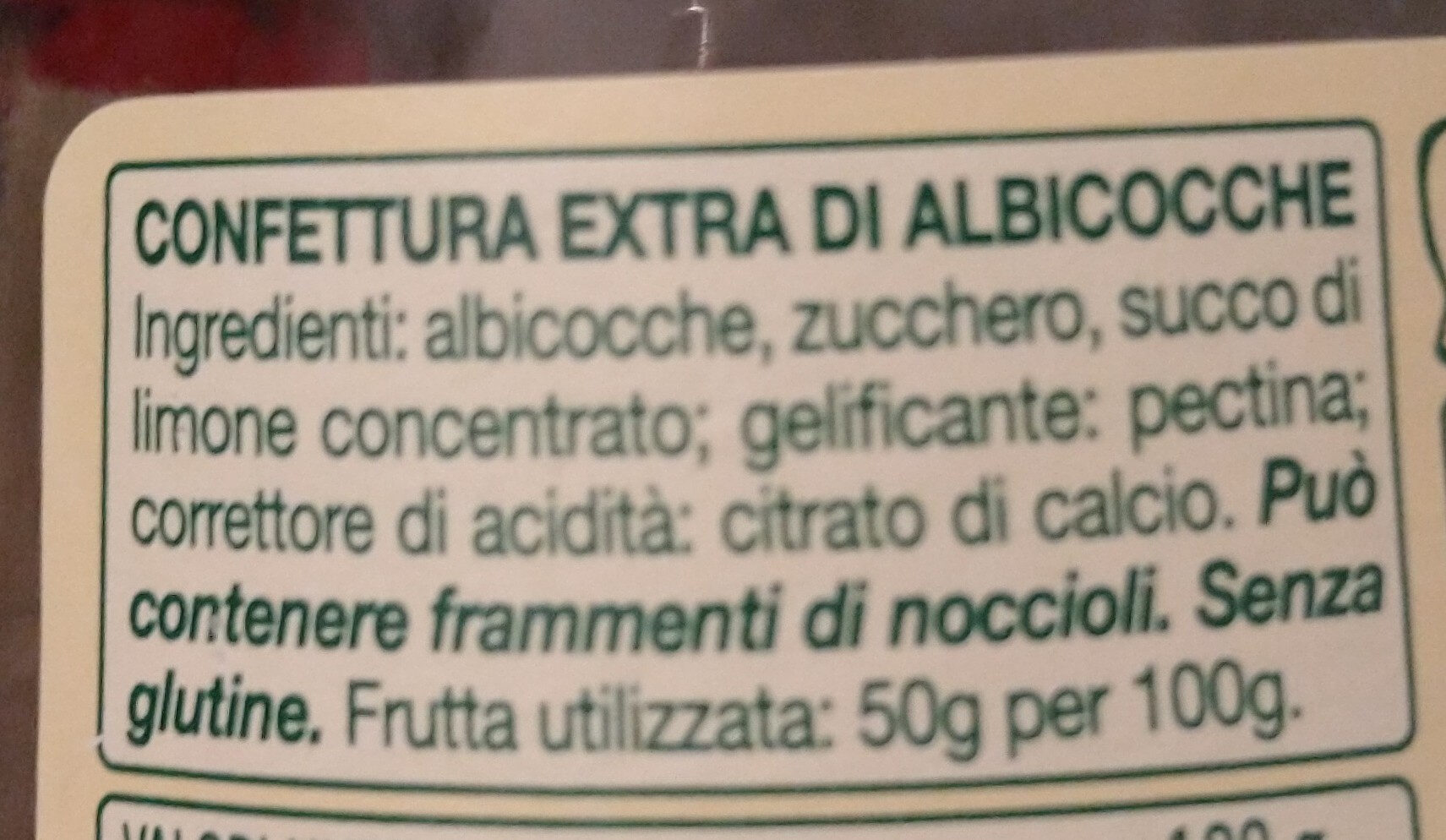 Confettura Extra Albicocche - Ingredienti