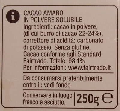 Cacao Amaro in polvere - Ingredienti