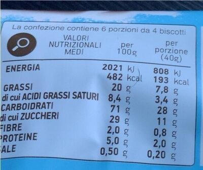 Biscotto farcito al Gusto Vaniglia - Nutrition facts - it