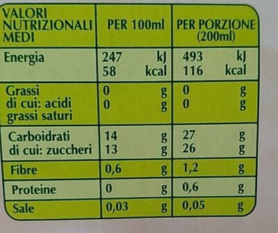 Nettare di mirtillo biologico - Nutrition facts - it