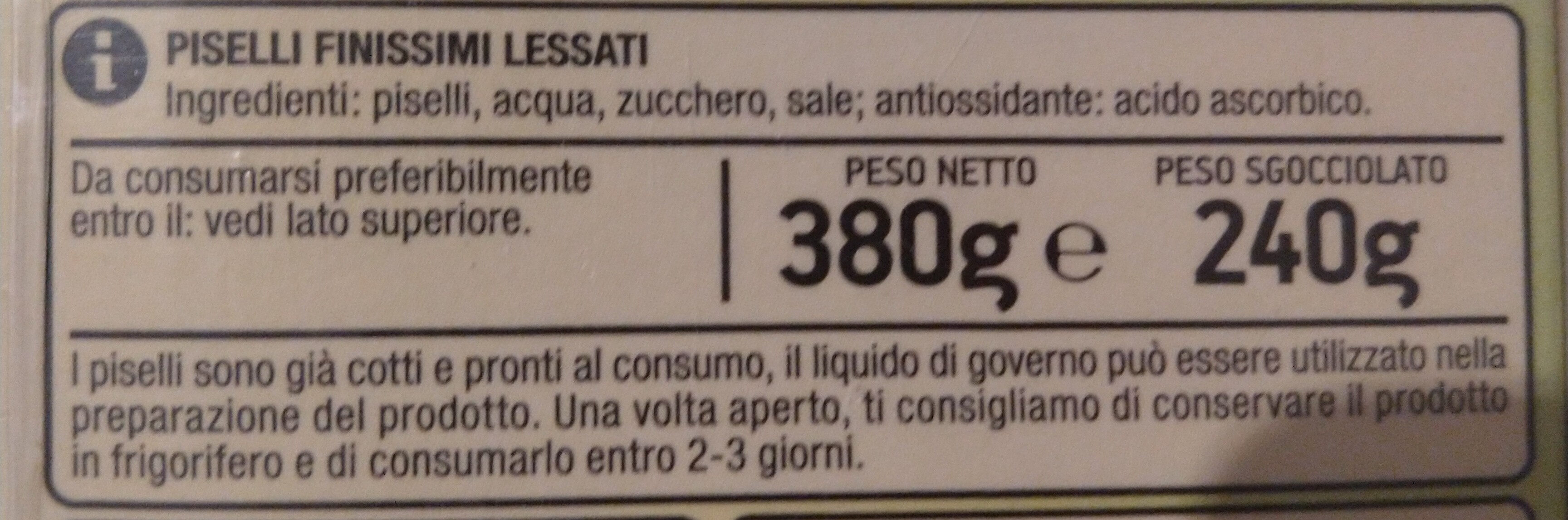 Piselli - Ingredienti
