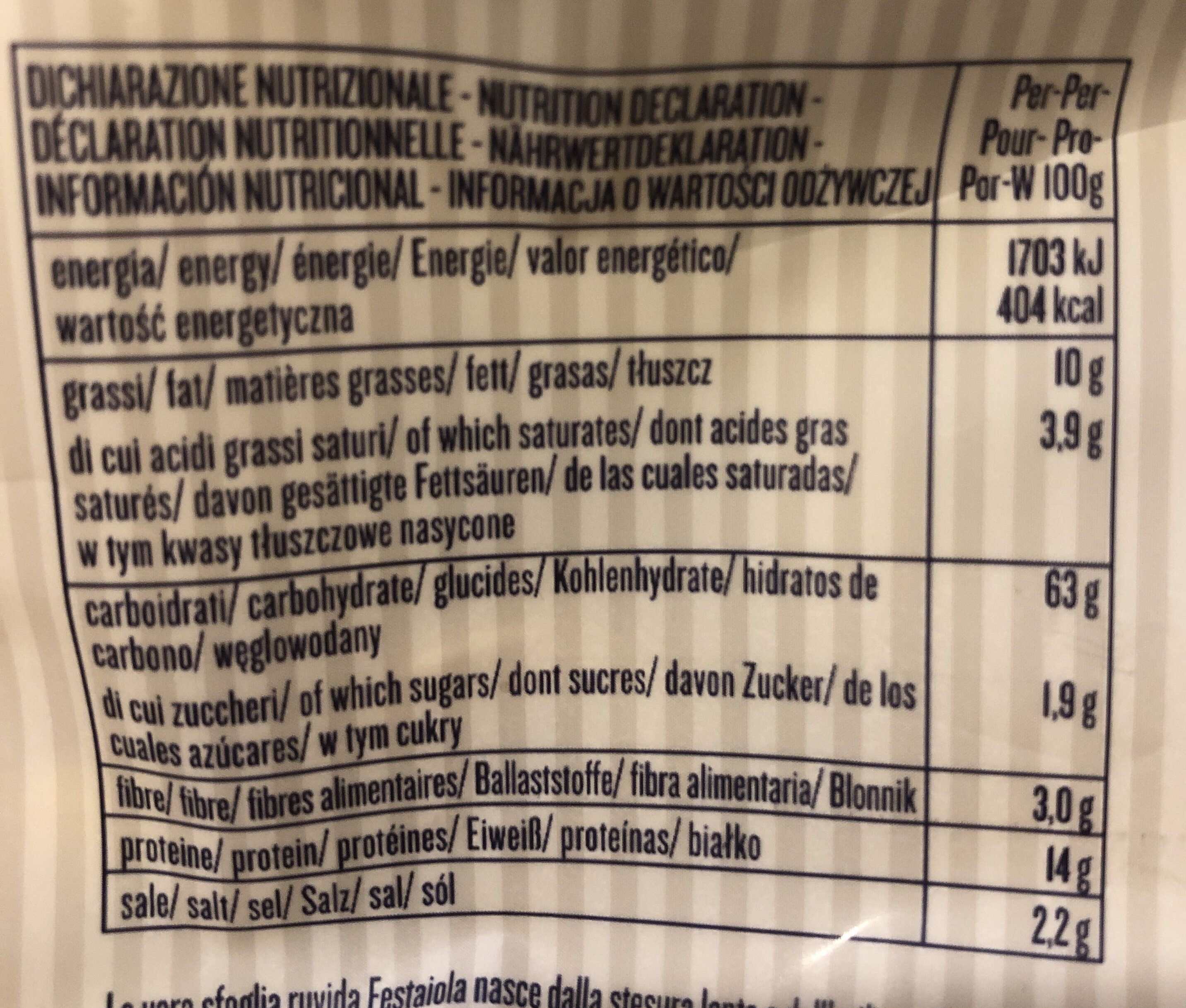 Festaiola Tortellini Al Prosciutto Crudo - Nutrition facts - it