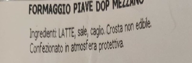 Piave DPO Mezzano - Ingredienti