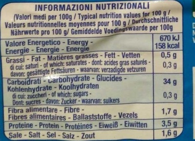 Gnocchi - Tableau nutritionnel - en