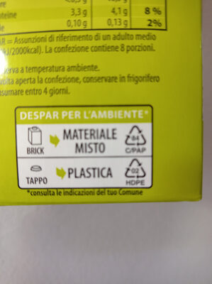 Soia drink bio - Istruzioni per il riciclaggio e/o informazioni sull'imballaggio