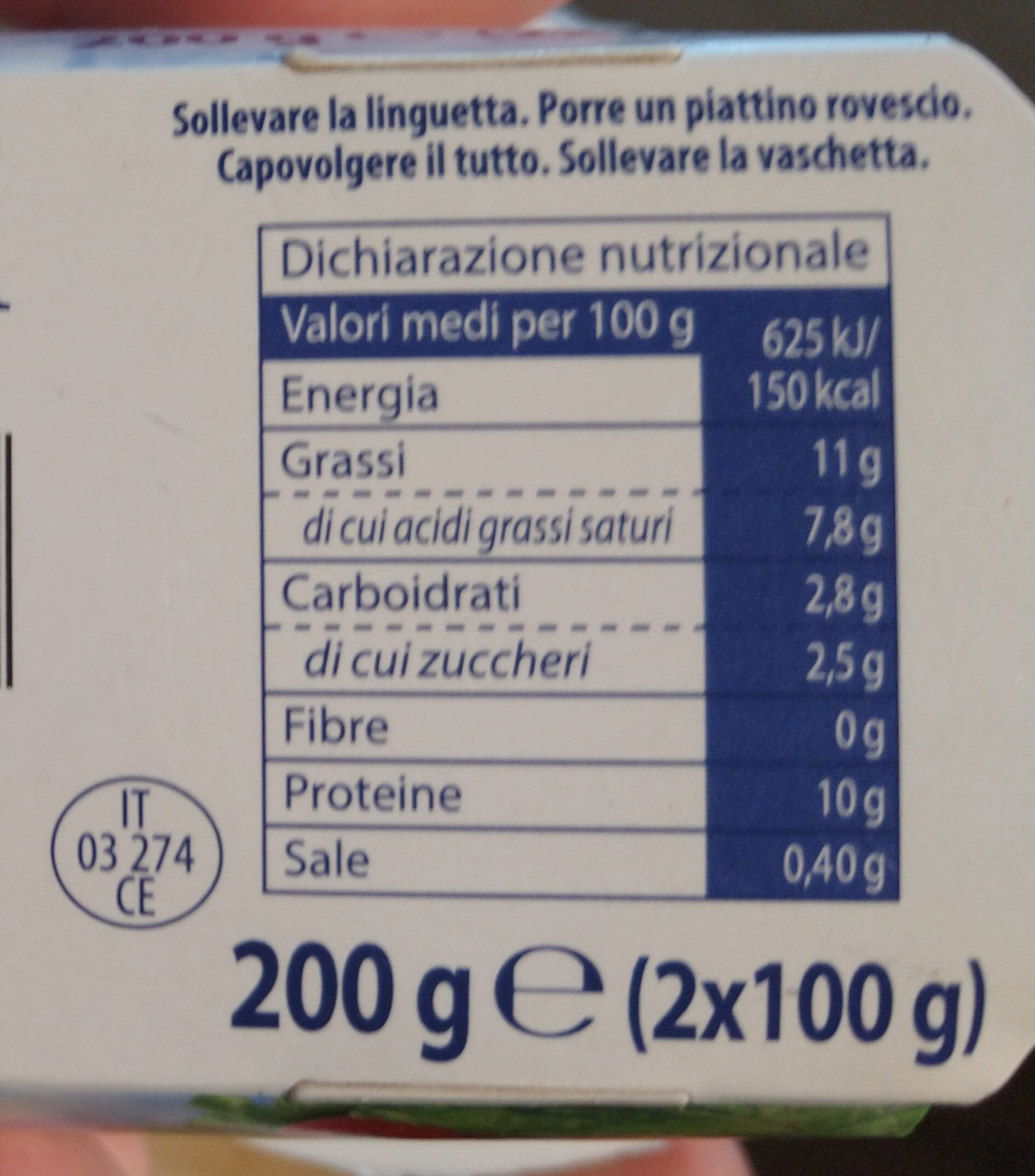 Ricottina - Tableau nutritionnel - it