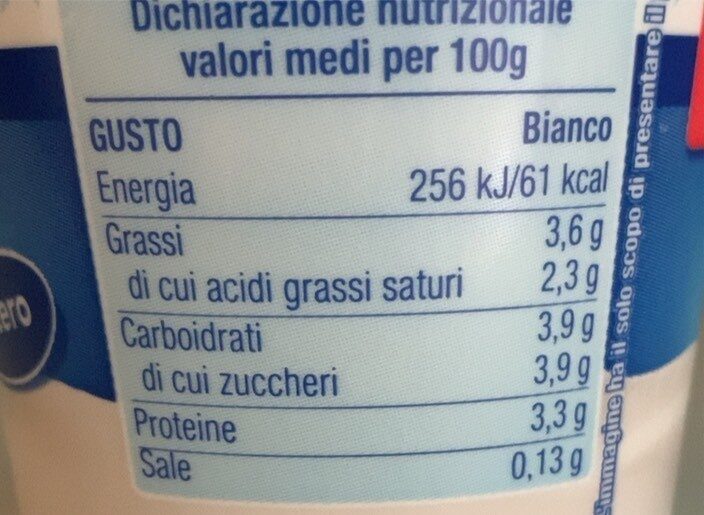 Yogurt Bianco - Nutrition facts