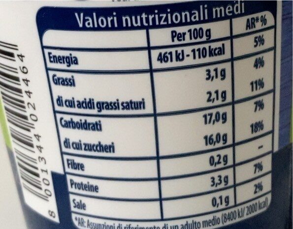 Yogurt cremoso albicocca - Valori nutrizionali