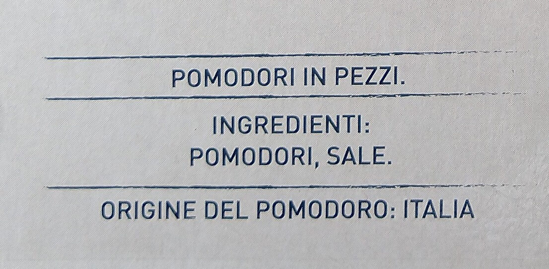 Pulpe Fine de tomates - Ingredienti