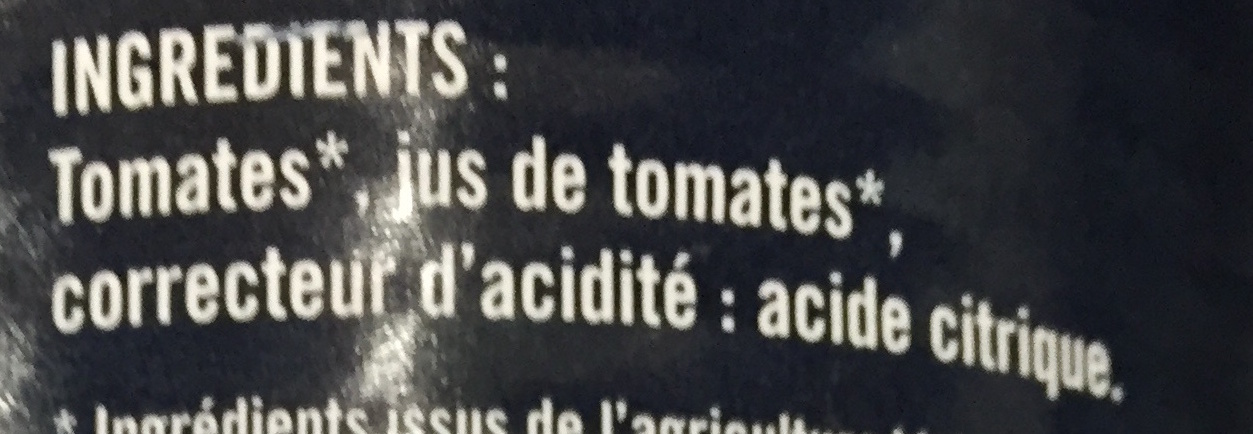 Geschälte Tomaten Dose bio - Zutaten - fr
