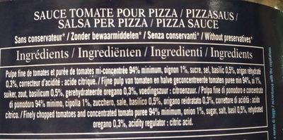 Pizza sauce cuisinee - Ingredients