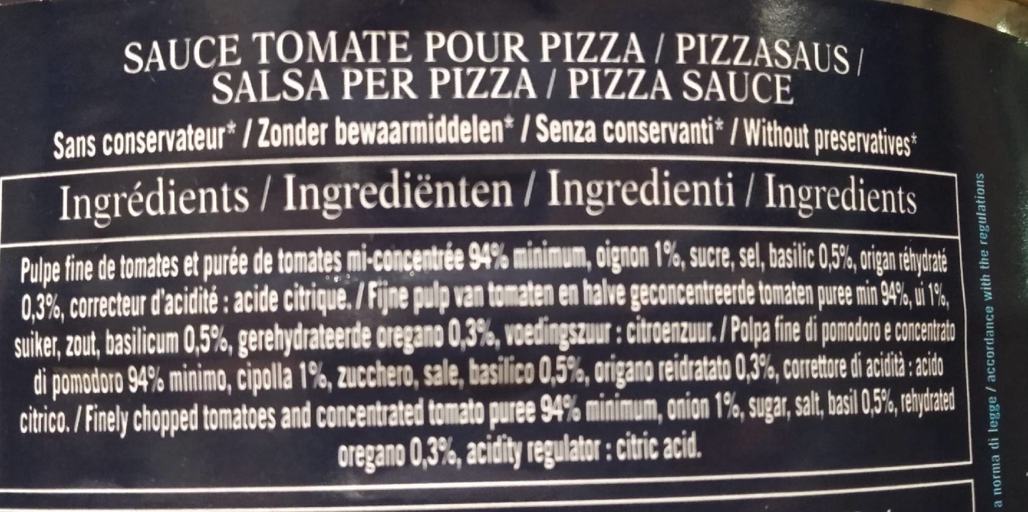 Pizza sauce cuisinee - Ingredients - fr
