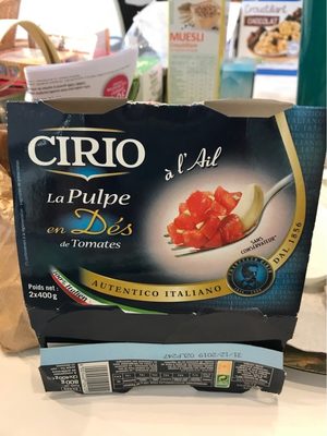 La pulpe en dés de tomates à l'ail, Lot de 2 paquets de 2x400g - Produit