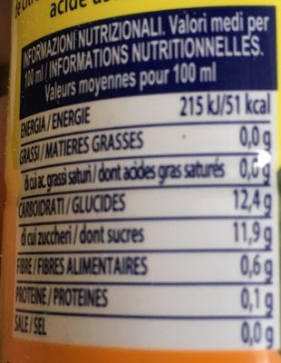 Pera Limon (poire citron) - Tableau nutritionnel