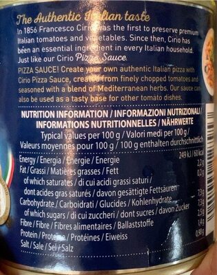 Pizza-Sauce - Nutrition facts - fr