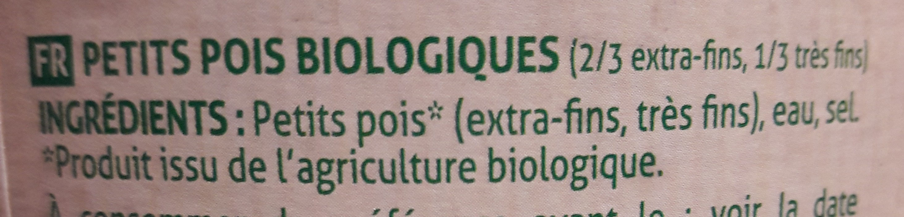 Petits pois bio - Ingredients - fr