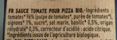 Sauce tomate pour pizza BIO - Ingredients