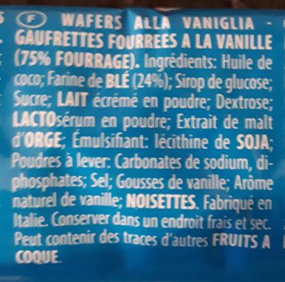 Wafers - Vaniglia-Vanilla - Ingredienti - fr