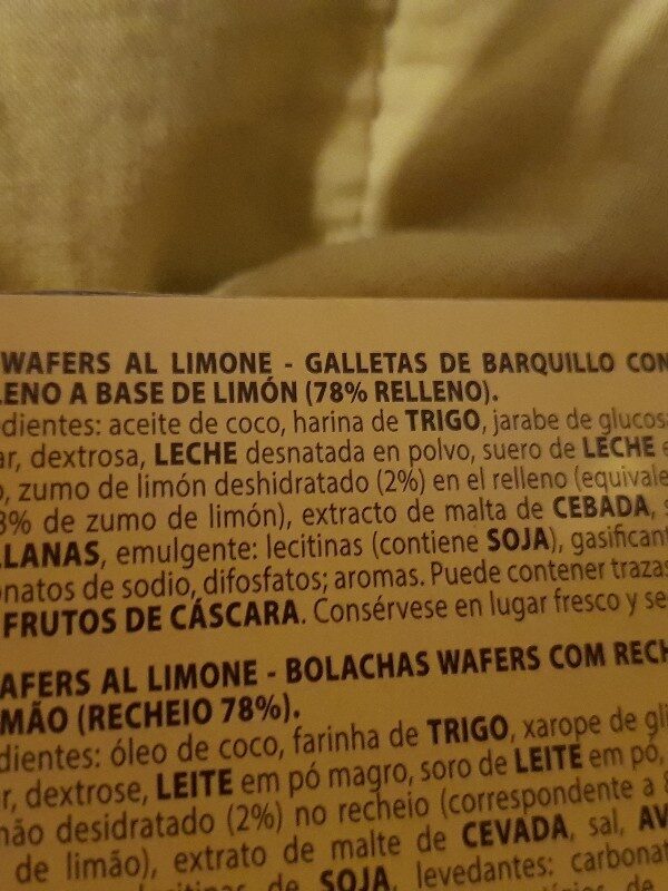 Wafers Lemon - Ingredients - es