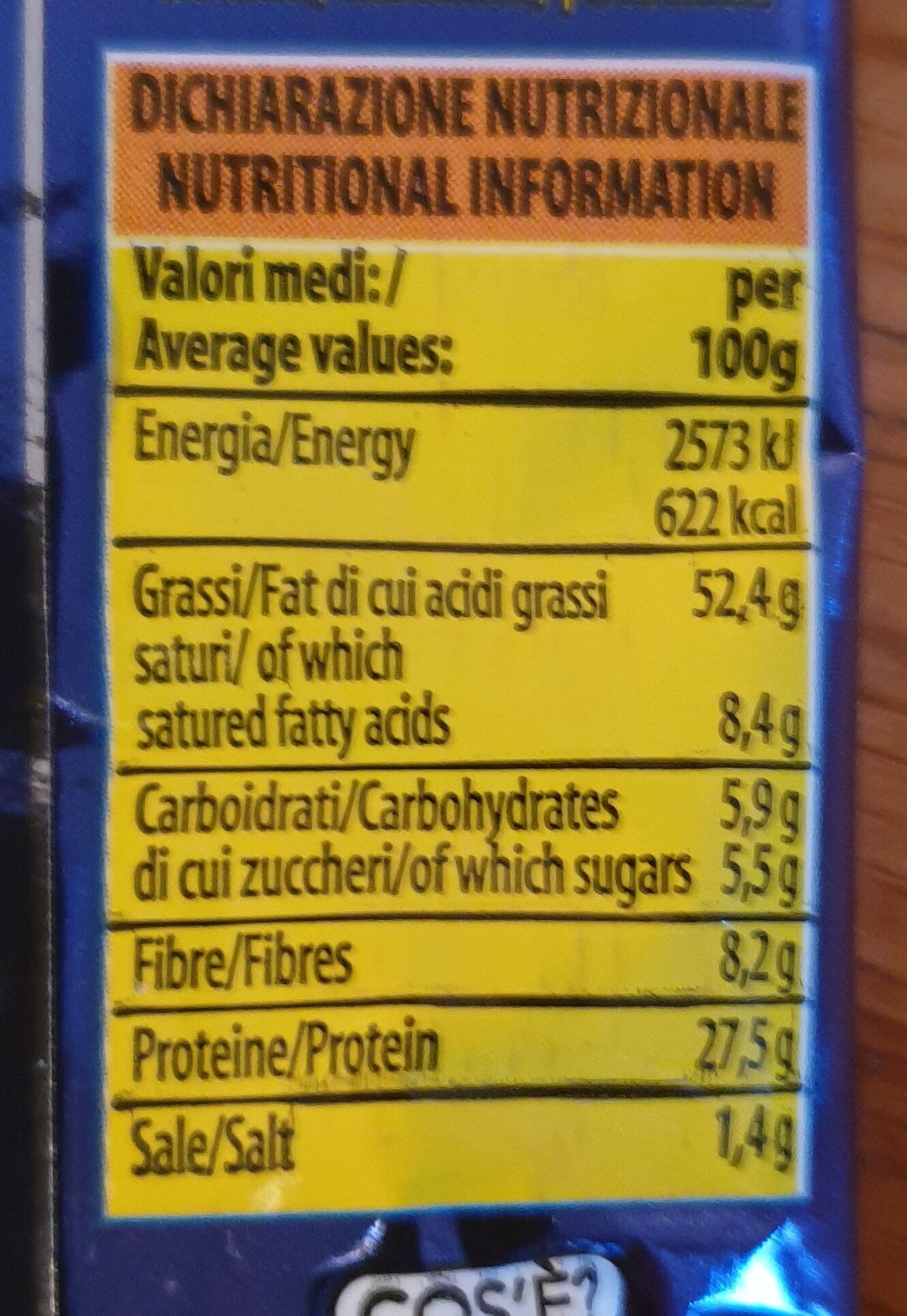 Arachidi tostate e salate - Valori nutrizionali