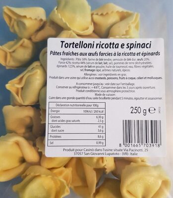 Tortelloni ricotta e spinaci - Product - fr