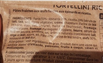 Tortellini ricotta et épinards - Ingrédients