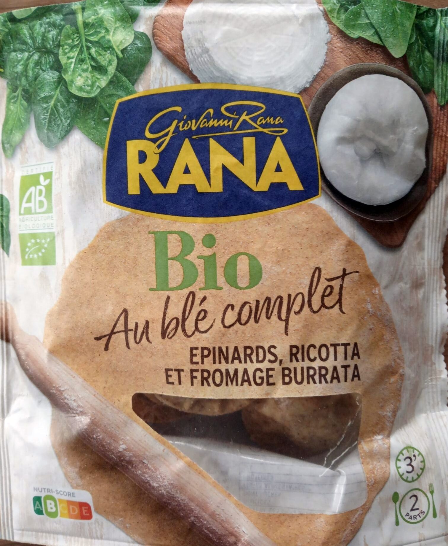 Ravioli bio au blé complet épinards ricotta burrata - Product - fr
