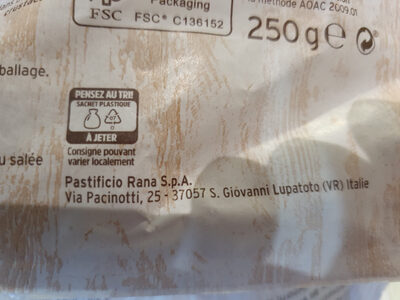 Ravioli bio au blé complet épinards ricotta burrata - Recycling instructions and/or packaging information - fr