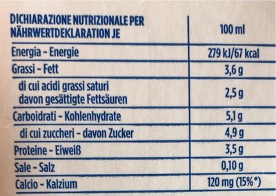 Latte di montagna uht intero - Nutrition facts