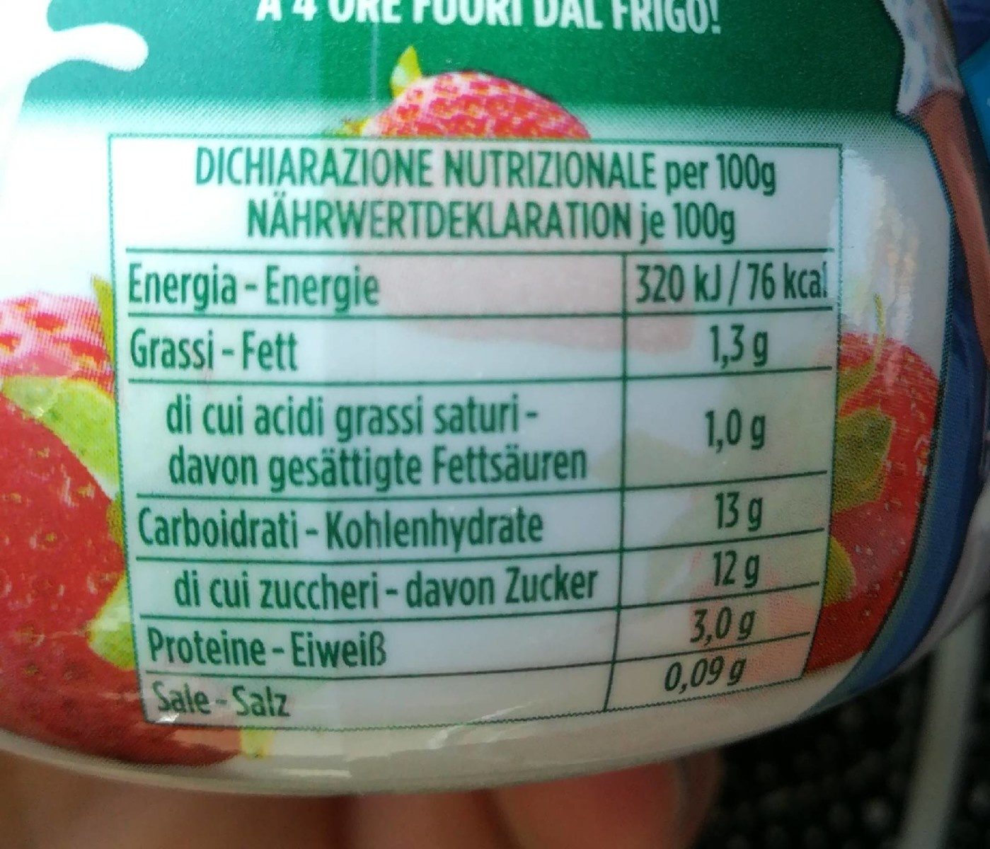 Yogurt Drink fragola - Tableau nutritionnel