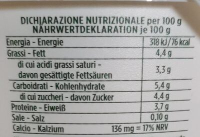 Yogurt bianco natural - Tableau nutritionnel - en