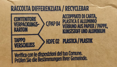 Latte fieno - Istruzioni per il riciclaggio e/o informazioni sull'imballaggio