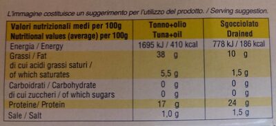 Tonno all'olio di oliva - Nutrition facts - it