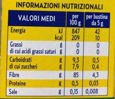 Camomilla solubile - Valori nutrizionali